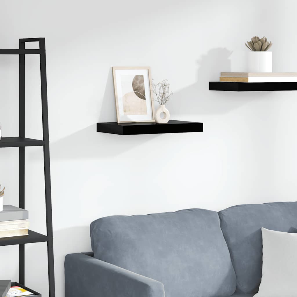 Flytende vegghylle høyglans svart 40x23x3,8 cm MDF