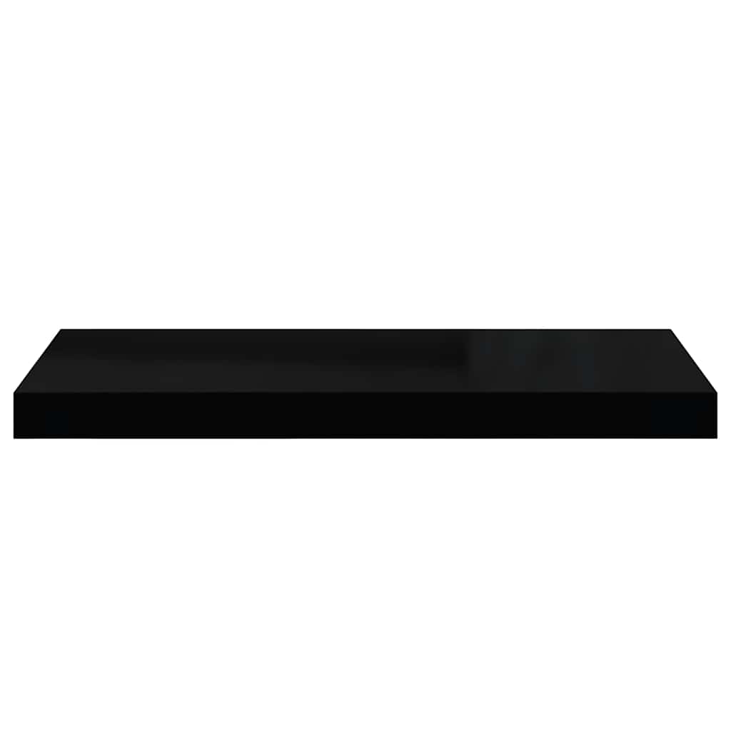 Flytende vegghyller 2 stk høyglans svart 60x23,5x3,8 cm MDF