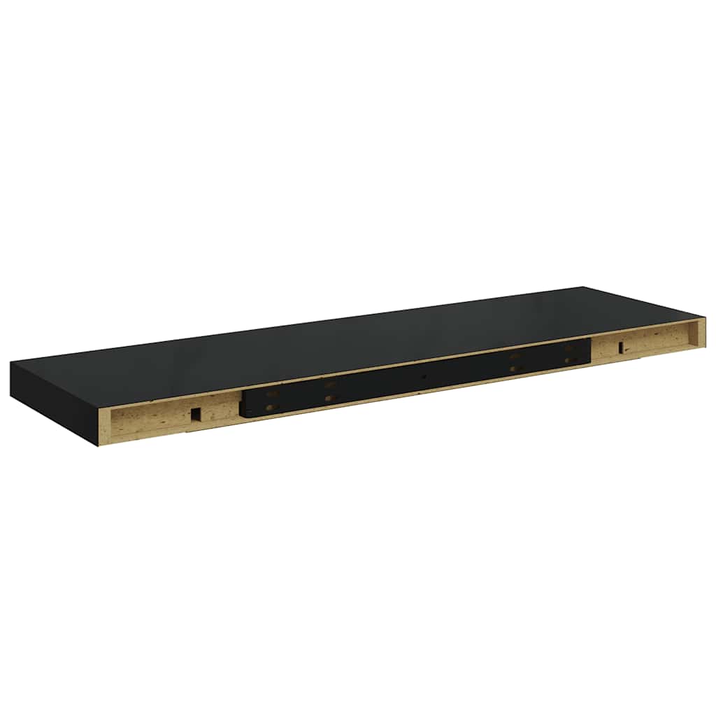 Flytende vegghylle høyglans svart 80x23,5x3,8 cm MDF