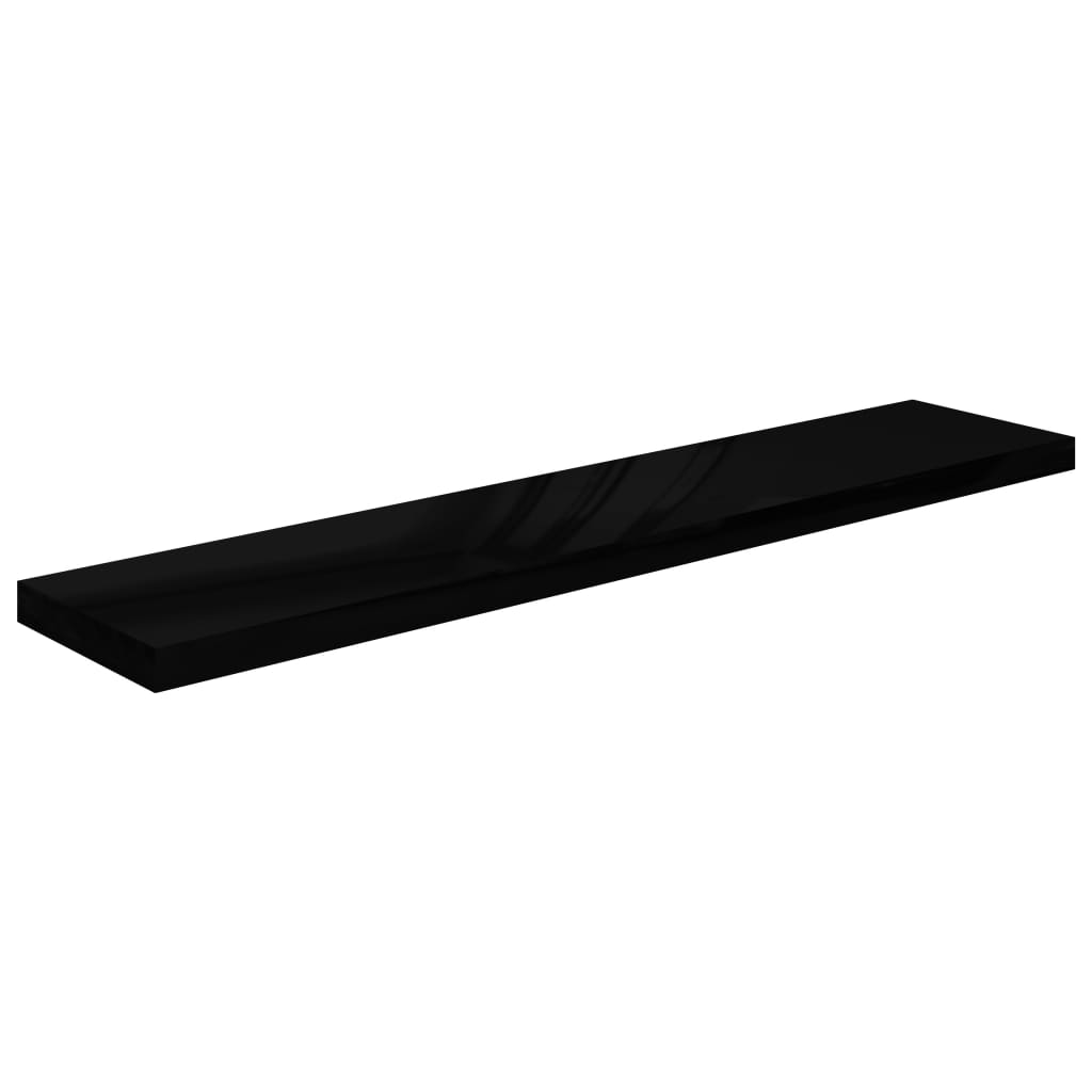 Flytende vegghyller 2 stk høyglans svart 120x23,5x3,8 cm MDF