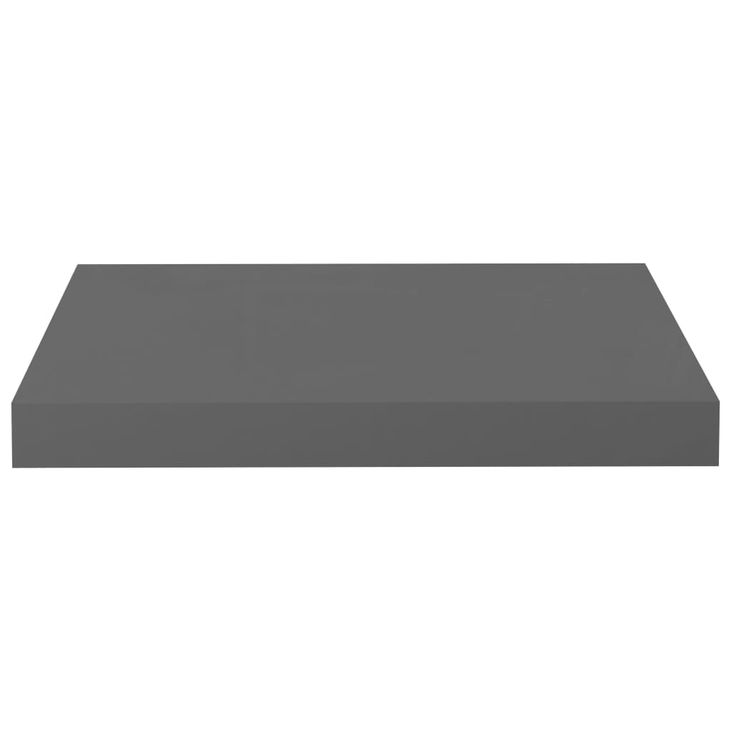Flytende vegghylle høyglans grå 40x23,5x3,8 cm MDF