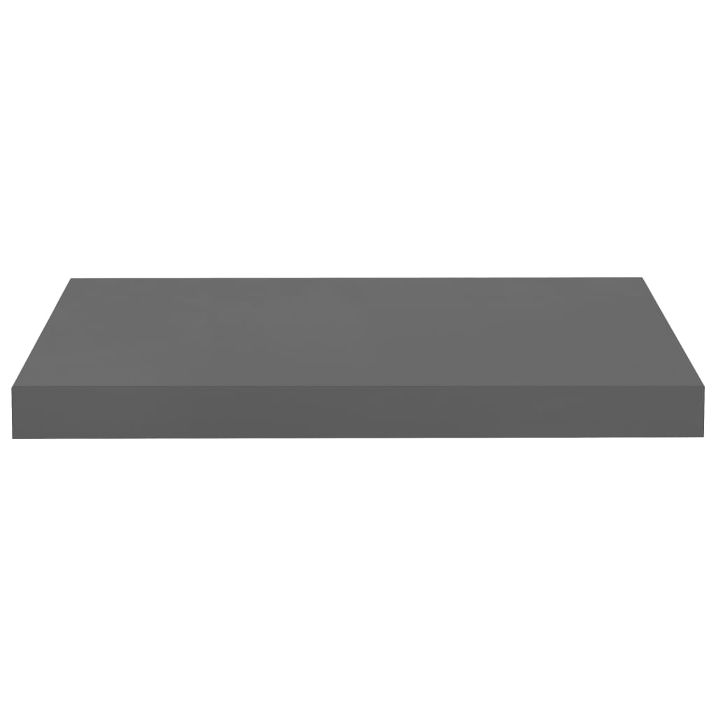 Flytende vegghyller 2 stk høyglans grå 50x23,5x3,8 cm MDF