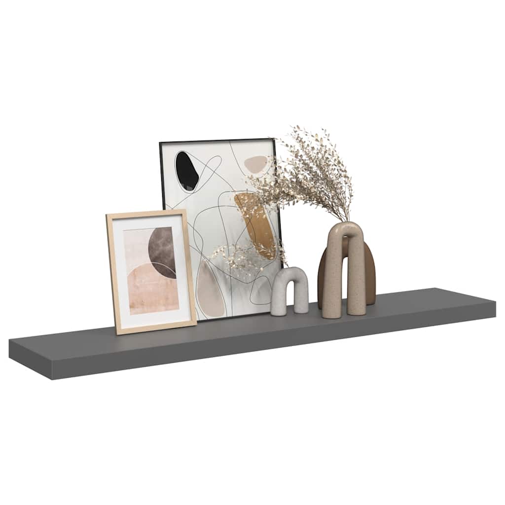 Flytende vegghylle høyglans grå 120x23,5x3,8 cm MDF
