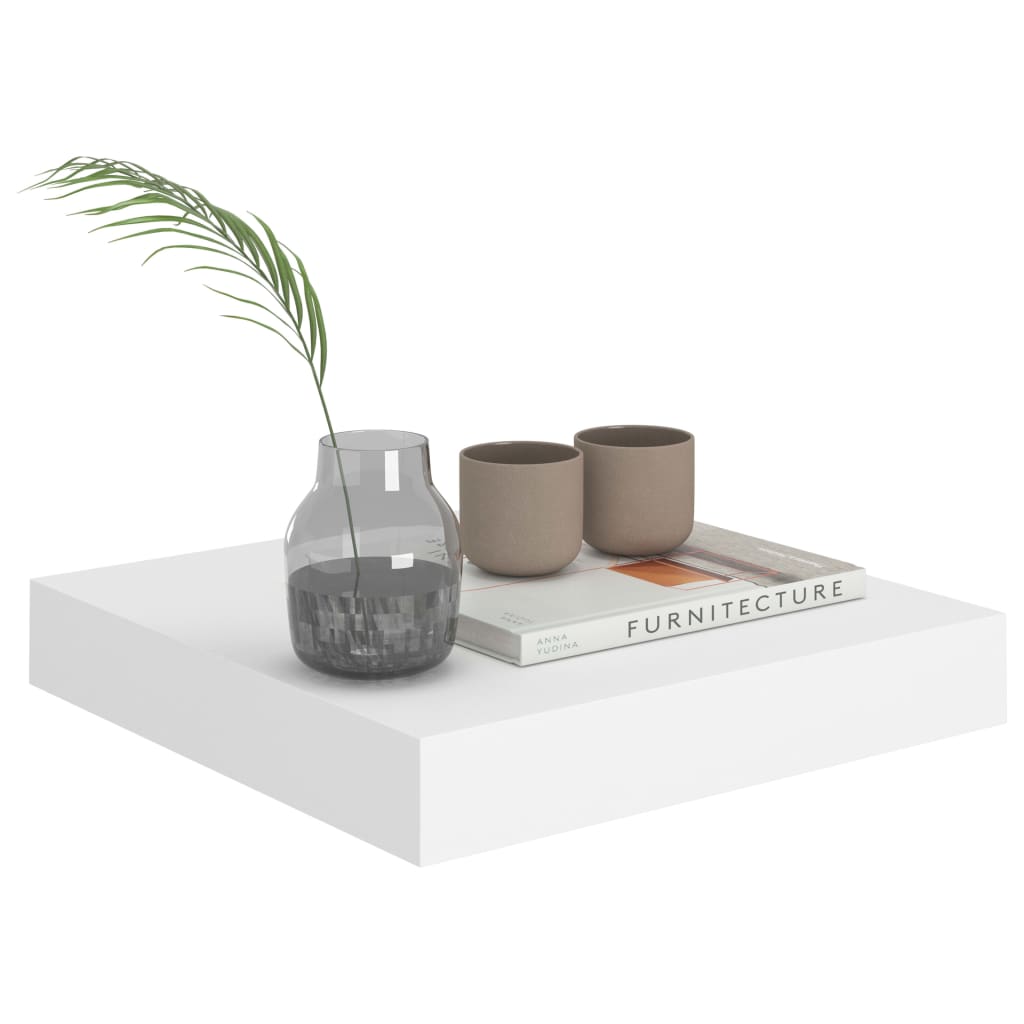 Flytende vegghyller 2 stk hvit 23x23,5x3,8 cm MDF