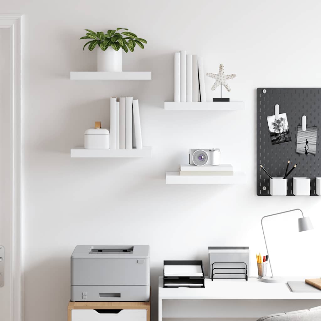 Flytende vegghyller 4 stk hvit 40x23x3,8 cm MDF vidaXL