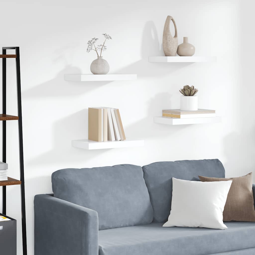 Flytende vegghyller 4 stk hvit 40x23x3,8 cm MDF vidaXL