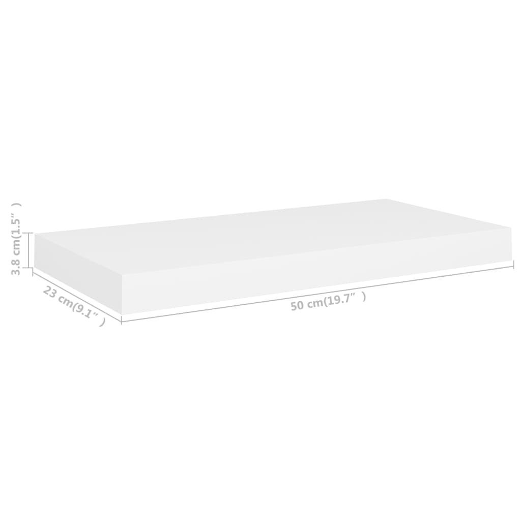 Flytende vegghyller 4 stk hvit 50x23,5x3,8 cm MDF