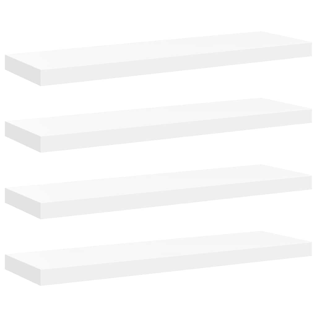 Flytende vegghyller 4 stk hvit 80x23,5x3,8 cm MDF