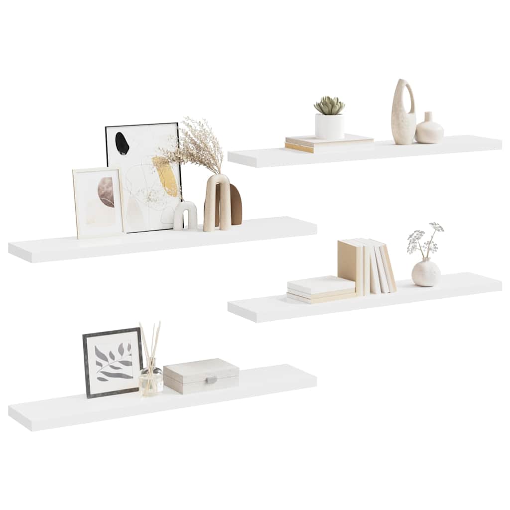 Flytende vegghyller 4 stk hvit 120x23,5x3,8 cm MDF