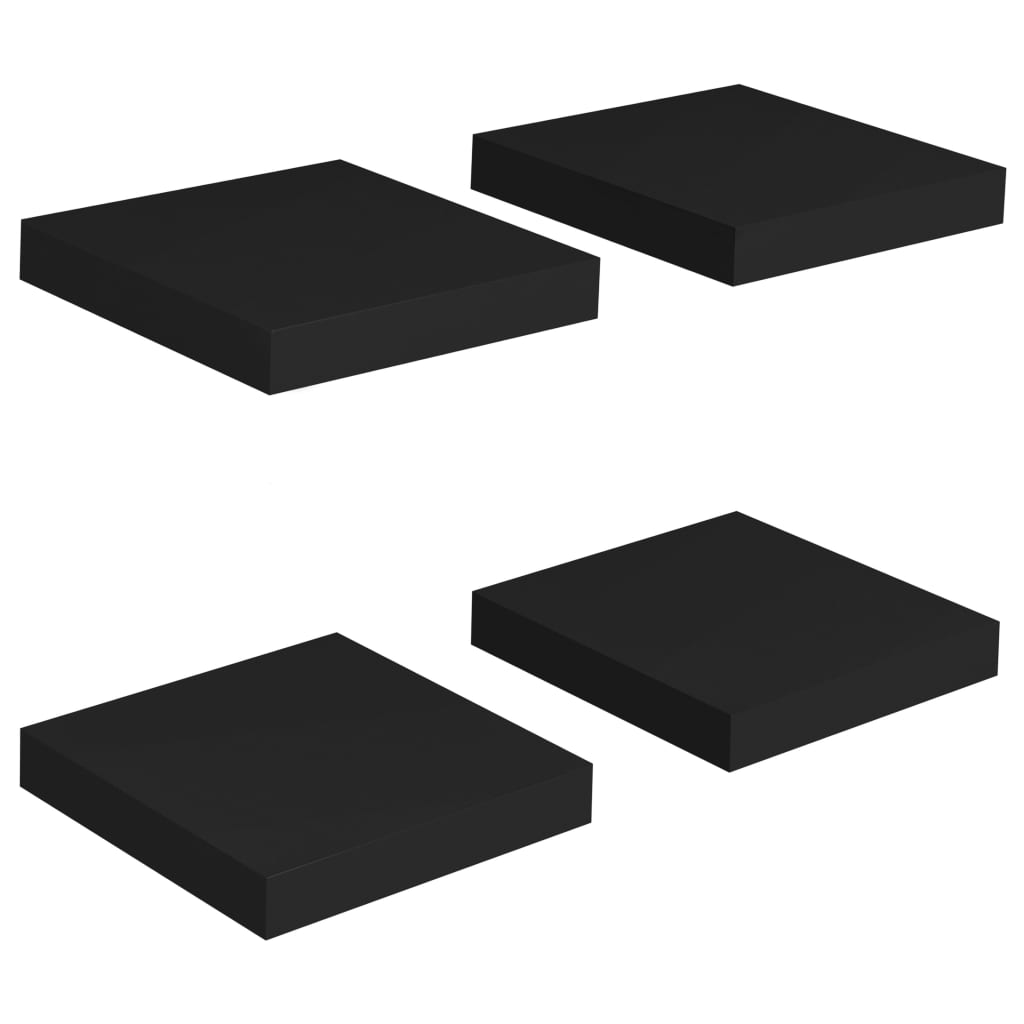 Flytende vegghyller 4 stk svart 23x23,5x3,8 cm MDF