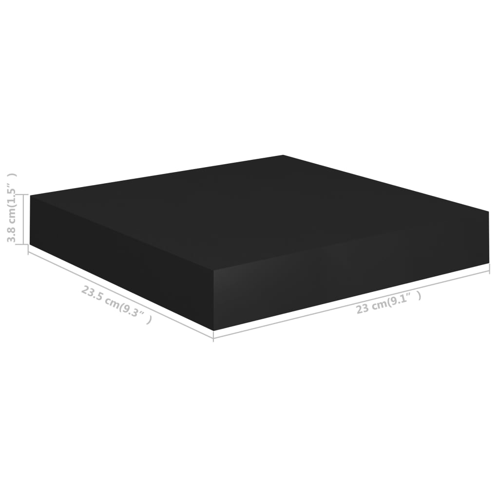 Flytende vegghyller 4 stk svart 23x23,5x3,8 cm MDF