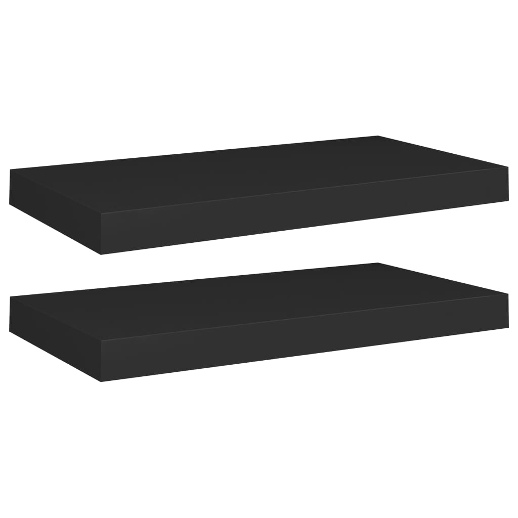Flytende vegghyller 2 stk svart 50x23,5x3,8 cm MDF