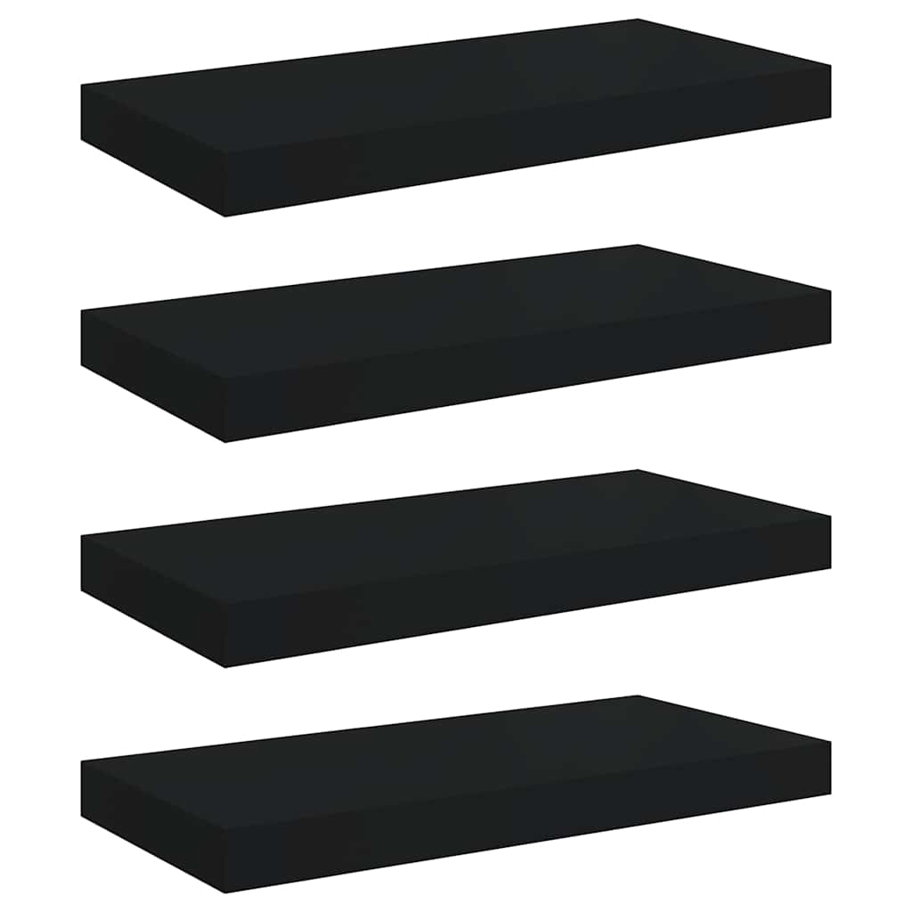 Flytende vegghyller 4 stk svart 50x23x3,8 cm MDF