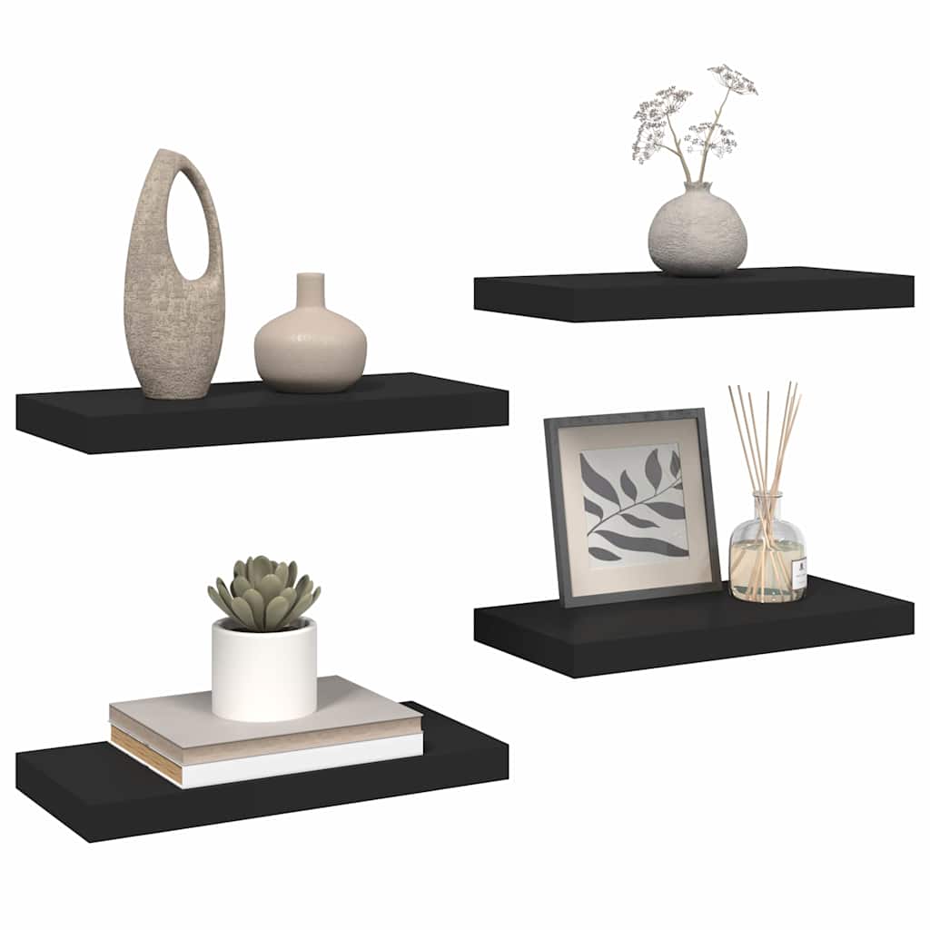 Flytende vegghyller 4 stk svart 50x23x3,8 cm MDF