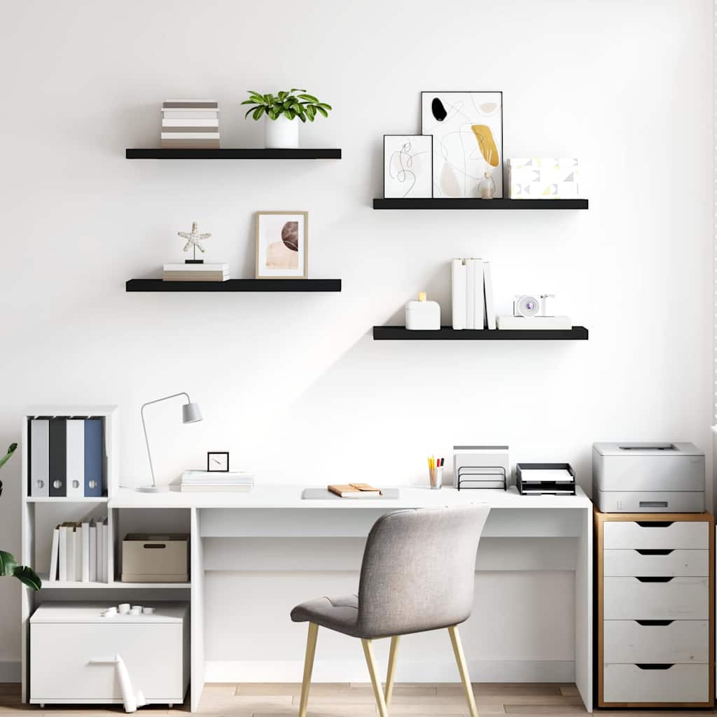 Flytende vegghyller 4 stk svart 80x23,5x3,8 cm MDF
