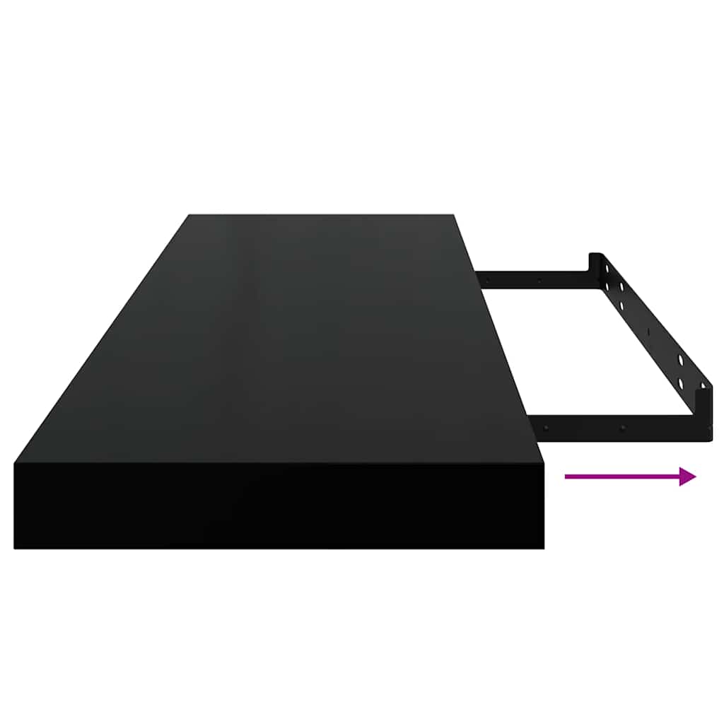 Flytende vegghyller 4 stk svart 80x23,5x3,8 cm MDF