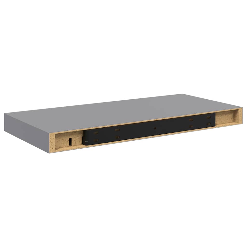 Flytende vegghylle grå 50x23x3,8 cm MDF