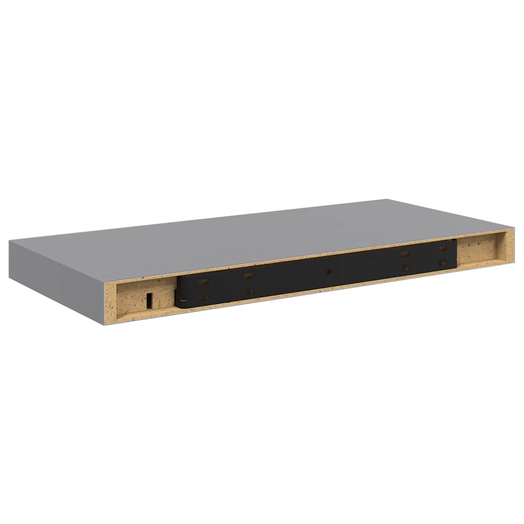 Flytende vegghyller 4 stk grå 50x23,5x3,8 cm MDF
