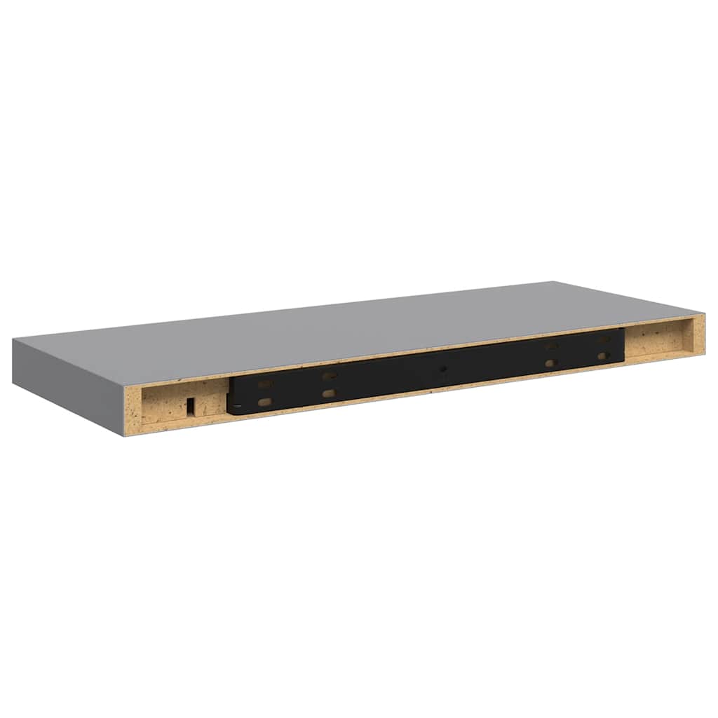 Flytende vegghylle grå 60x23,5x3,8 cm MDF
