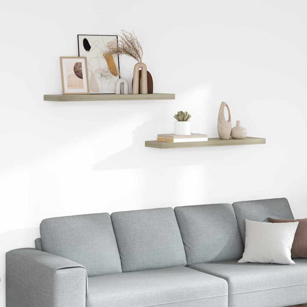 Flytende vegghyller 2 stk eik 90x23,5x3,8 cm MDF vidaXL