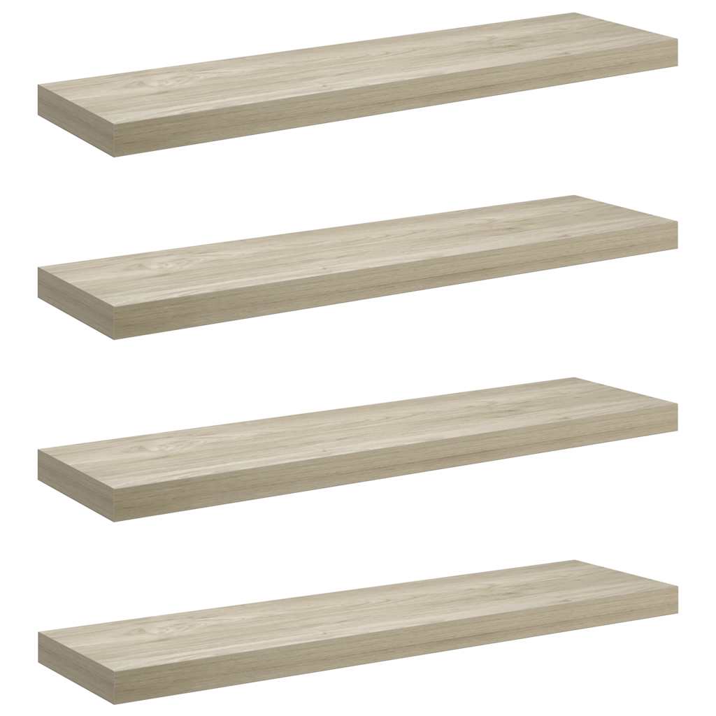 Flytende vegghyller 4 stk eik 90x23,5x3,8 cm MDF