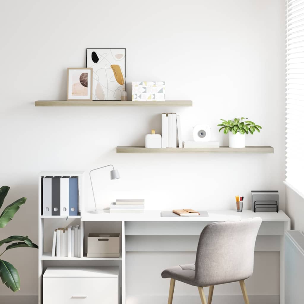 Flytende vegghyller 2 stk eik 120x23,5x3,8 cm MDF vidaXL