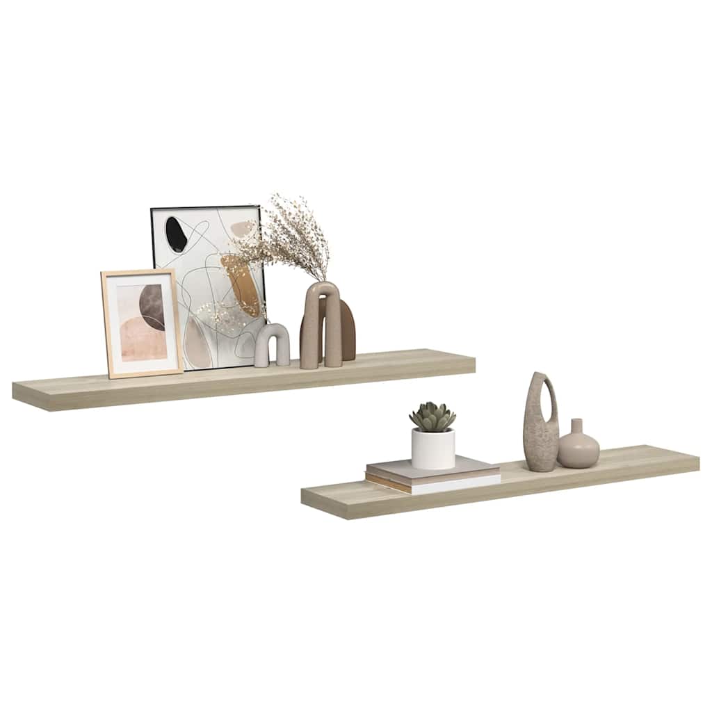 Flytende vegghyller 2 stk eik 120x23,5x3,8 cm MDF vidaXL