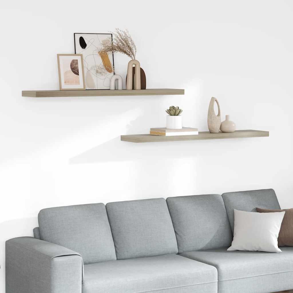Flytende vegghyller 2 stk eik 120x23,5x3,8 cm MDF vidaXL