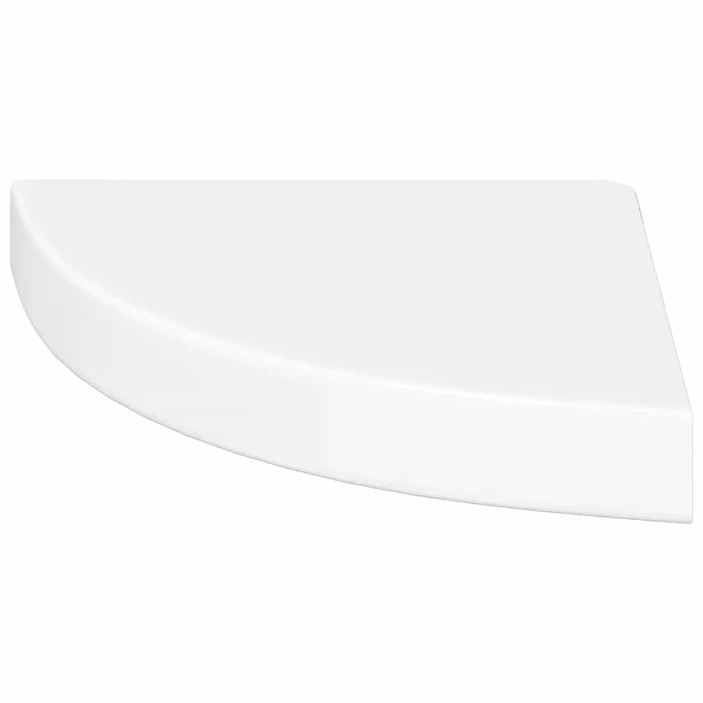 Flytende hjørnehylle høyglans hvit 25x25x3,8 cm MDF