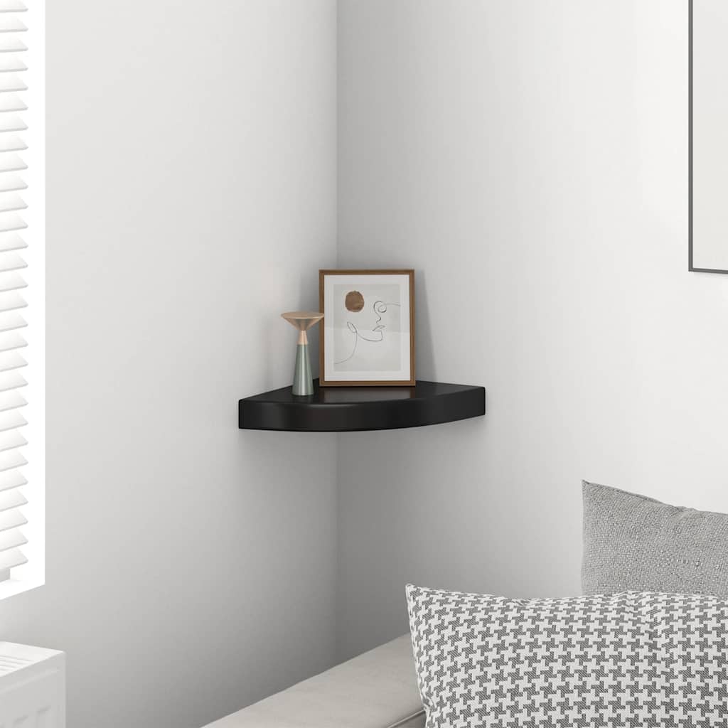 Flytende vegghylle høyglans svart 25x25x3,8 cm MDF