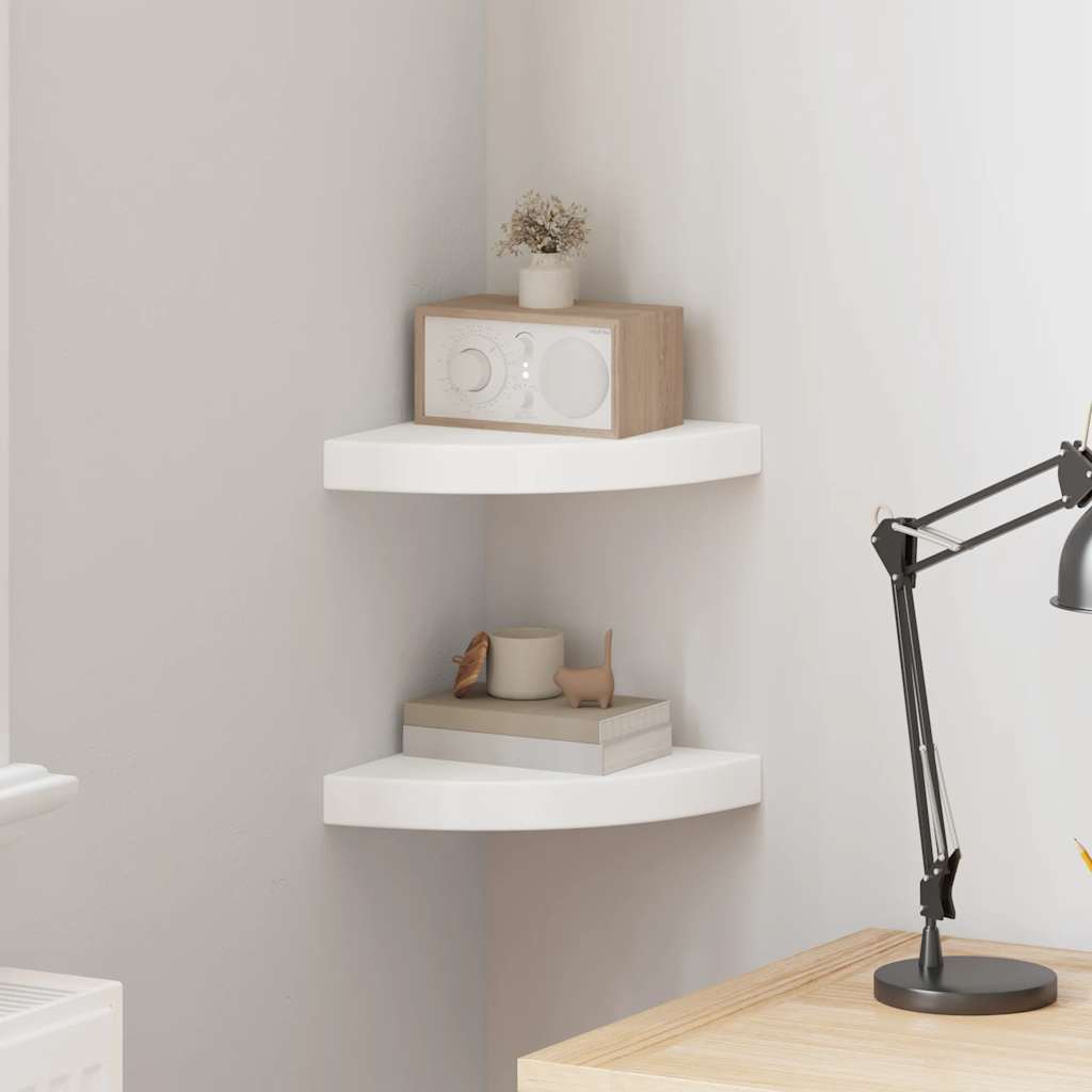 Flytende vegghyller 2 stk hvit 25x25x3,8 cm MDF