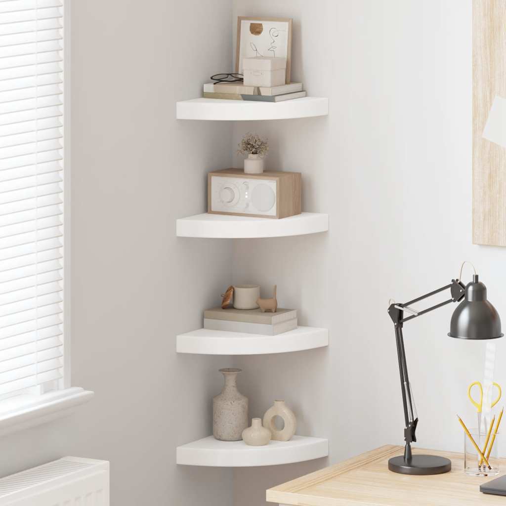 Flytende vegghyller 4 stk hvit 25x25x3,8 cm MDF