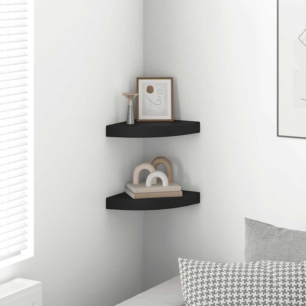 Flytende vegghyller 2 stk svart 25x25x3,8 cm MDF