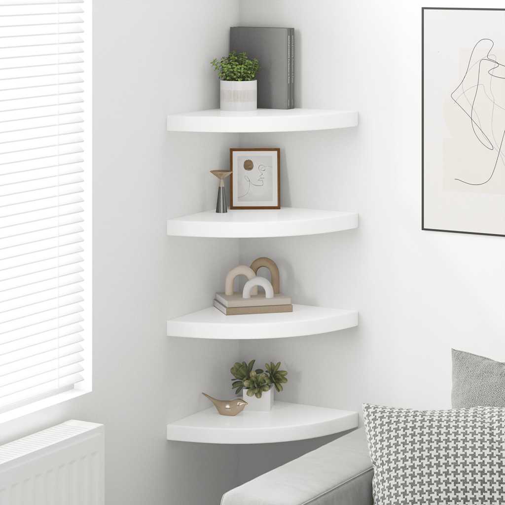 Flytende vegghyller 4 stk høyglans hvit 35x35x3,8 cm MDF
