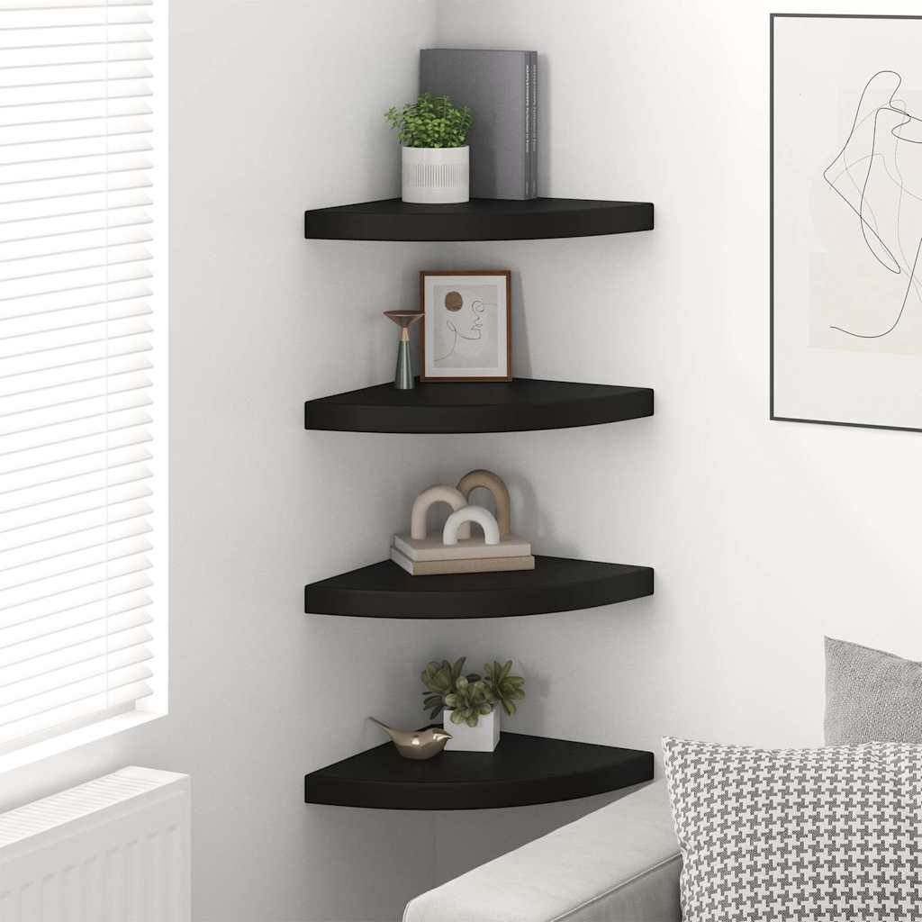 Flytende vegghyller 4 stk svart 35x35x3,8 cm MDF