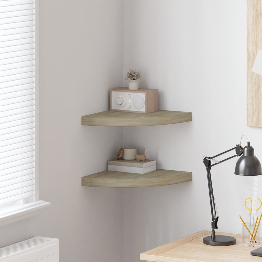 Flytende vegghyller 2 stk eik 35x35x3,8 cm MDF