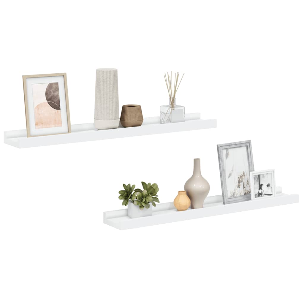 Flytende vegghyller 2 stk hvit 60x9x3 cm MDF