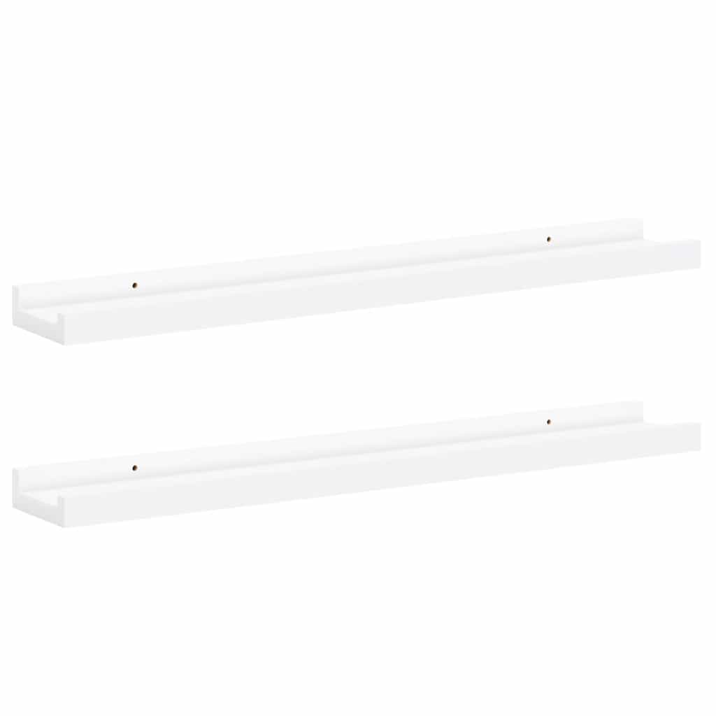 Flytende vegghyller 2 stk hvit 60x9x3 cm MDF