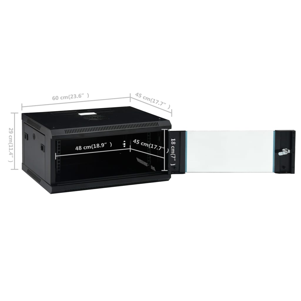 Nettverksskap 4U veggmontert 19" IP20 600x450x285 mm