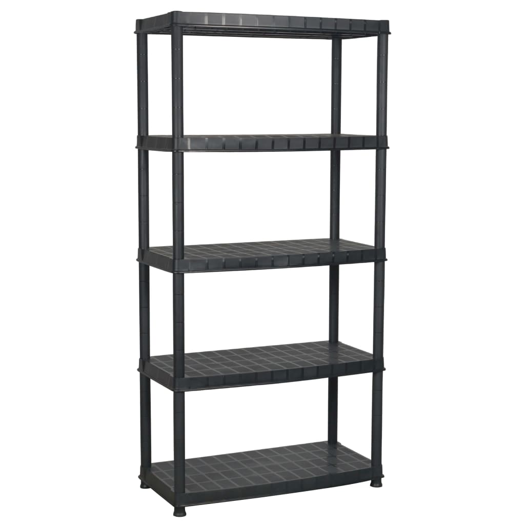 Oppbevaringshylle 5 nivåer svart 85x40x185 cm plast