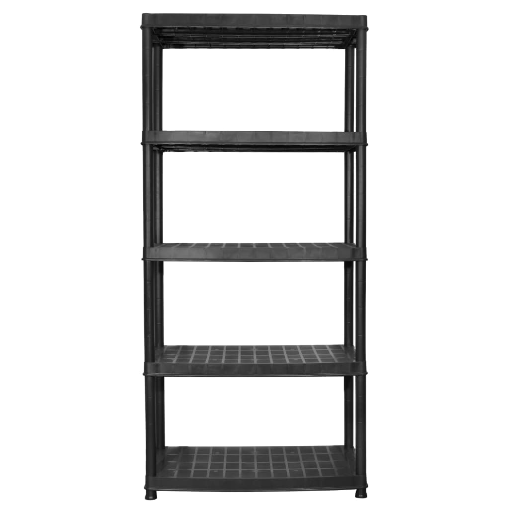Oppbevaringshylle 5 nivåer svart 85x40x185 cm plast