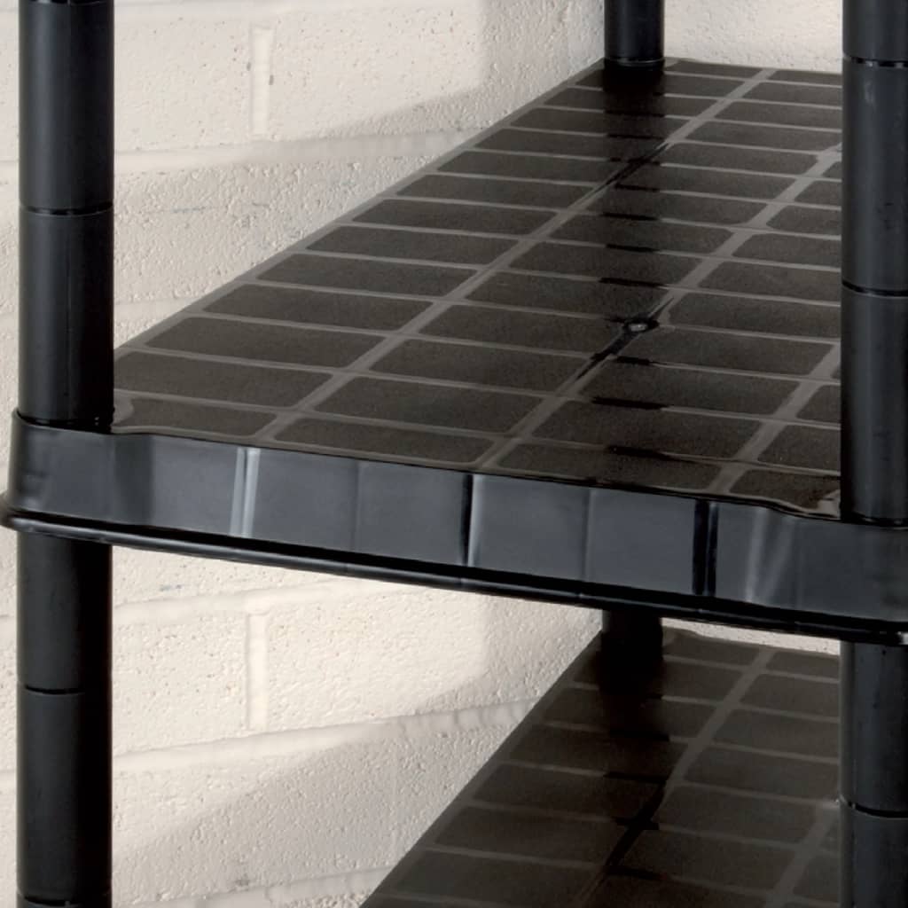 Oppbevaringshylle 5 nivåer svart 85x40x185 cm plast
