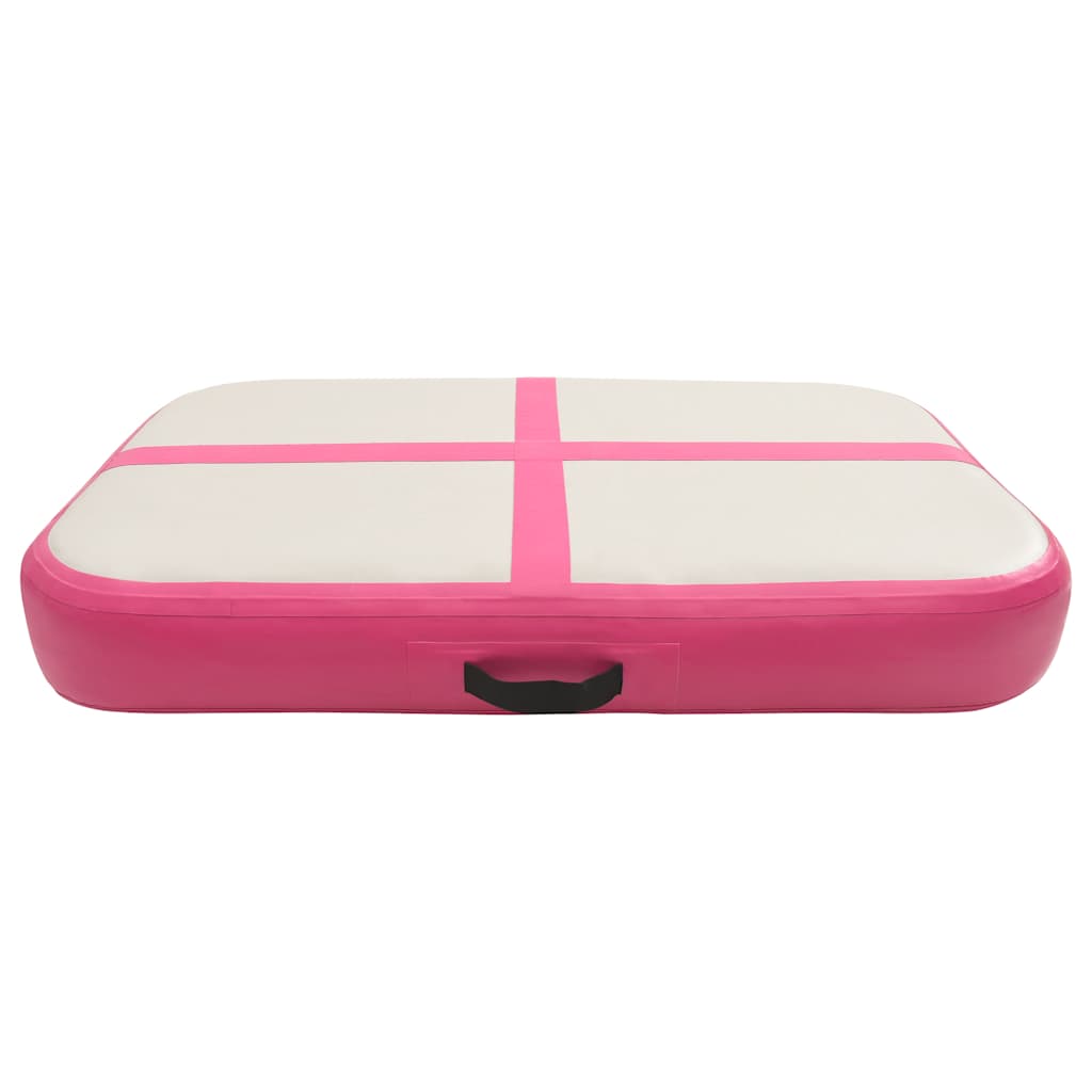 Oppblåsbar gymnastikkmatte med pumpe 60x100x10 cm PVC rosa