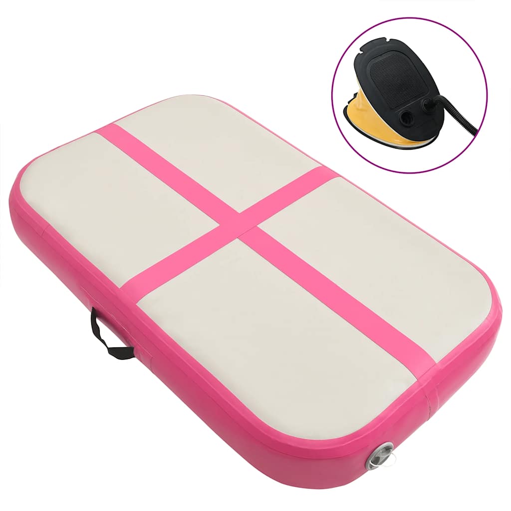 Oppblåsbar gymnastikkmatte med pumpe 60x100x15 cm PVC rosa