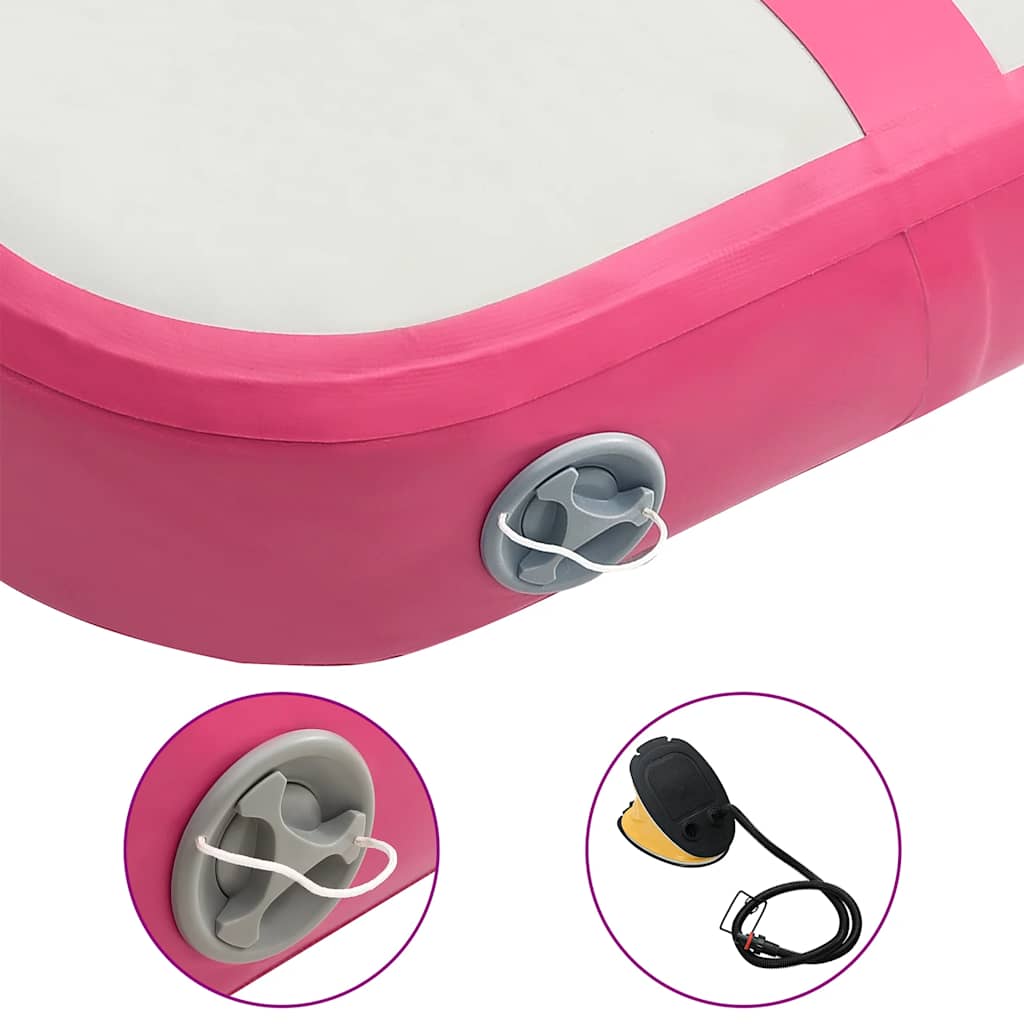 Oppblåsbar gymnastikkmatte med pumpe 60x100x20 cm PVC rosa