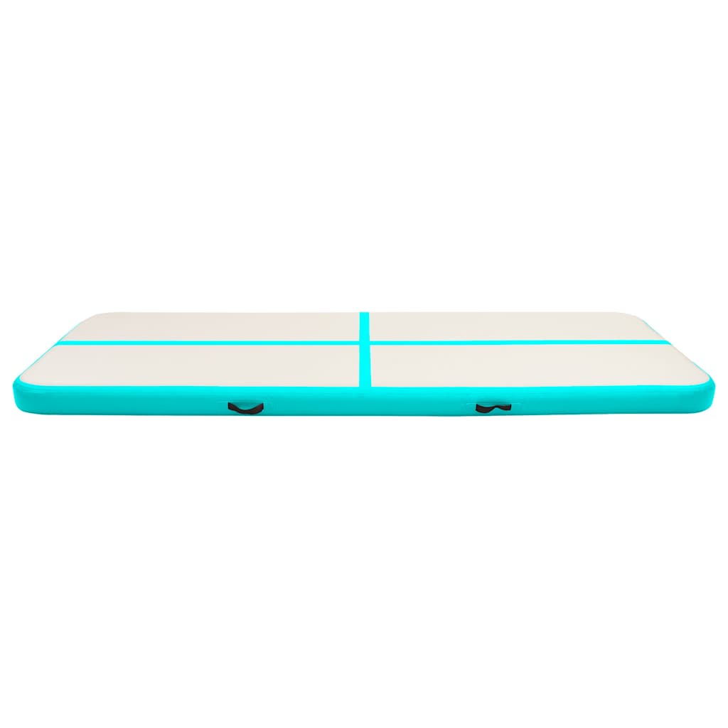 Oppblåsbar gymnastikkmatte med pumpe 300x100x15 cm PVC grønn