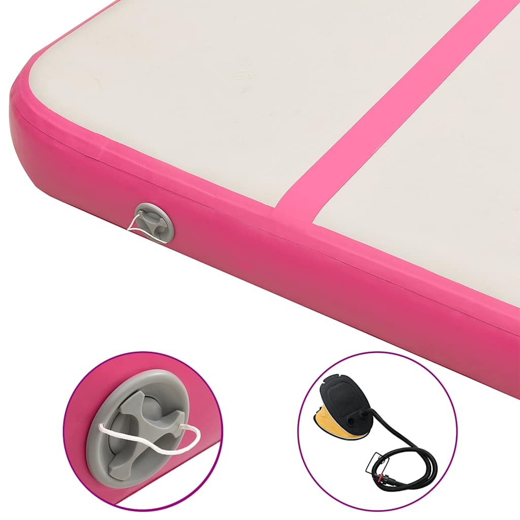 Oppblåsbar gymnastikkmatte med pumpe 500x100x15 cm PVC rosa