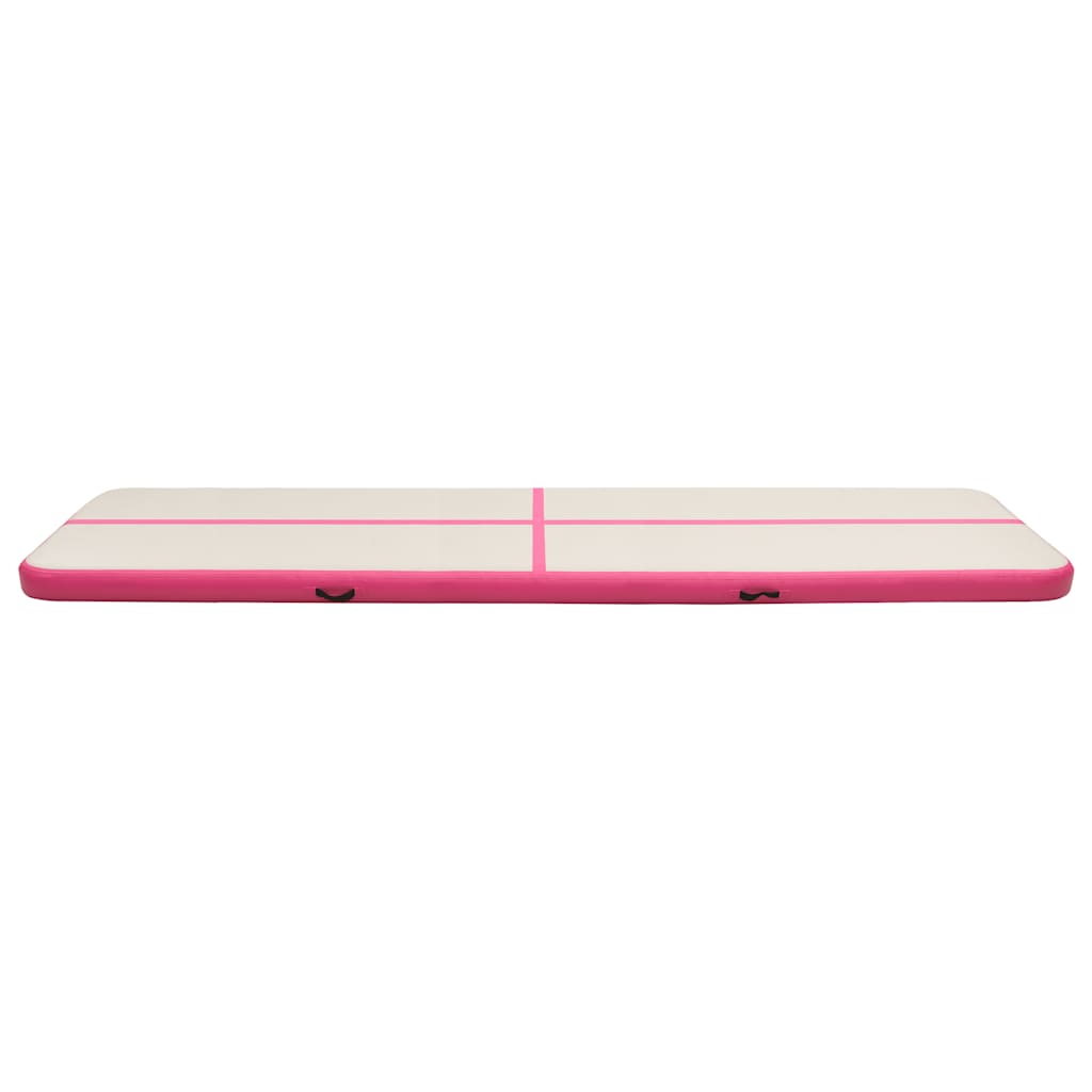 Oppblåsbar gymnastikkmatte med pumpe 600x100x15 cm PVC rosa