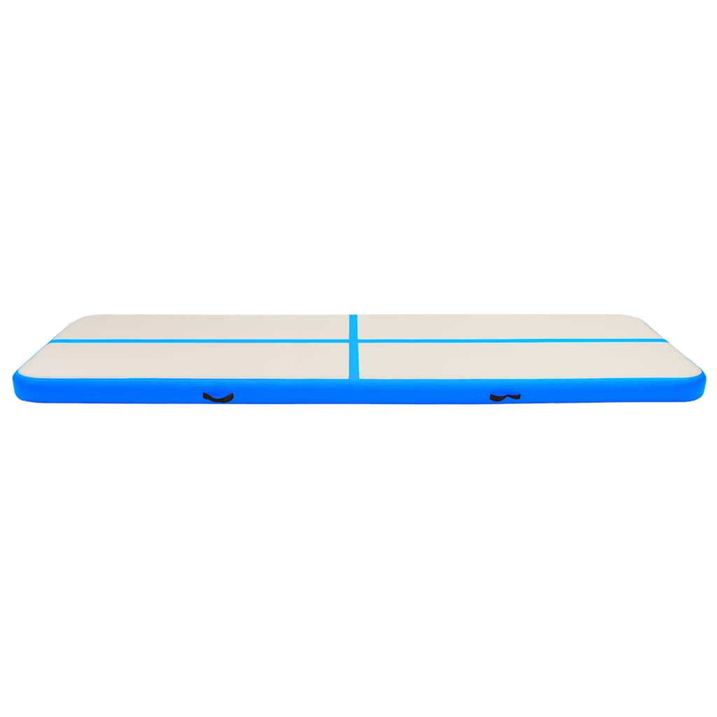 Oppblåsbar gymnastikkmatte med pumpe 600x100x15 cm PVC blå