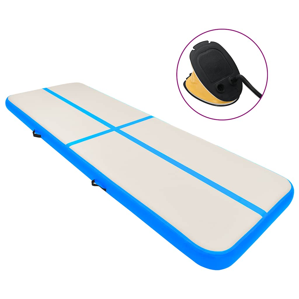 Oppblåsbar gymnastikkmatte med pumpe 700x100x15 cm PVC blå